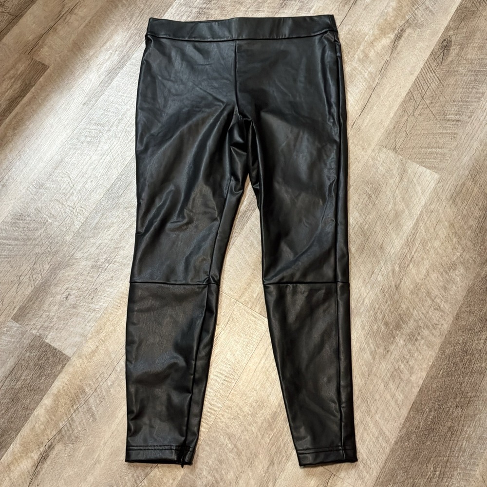 NWT A New Day Womens Faux Leather Pants w Leg Zipper - Black XL